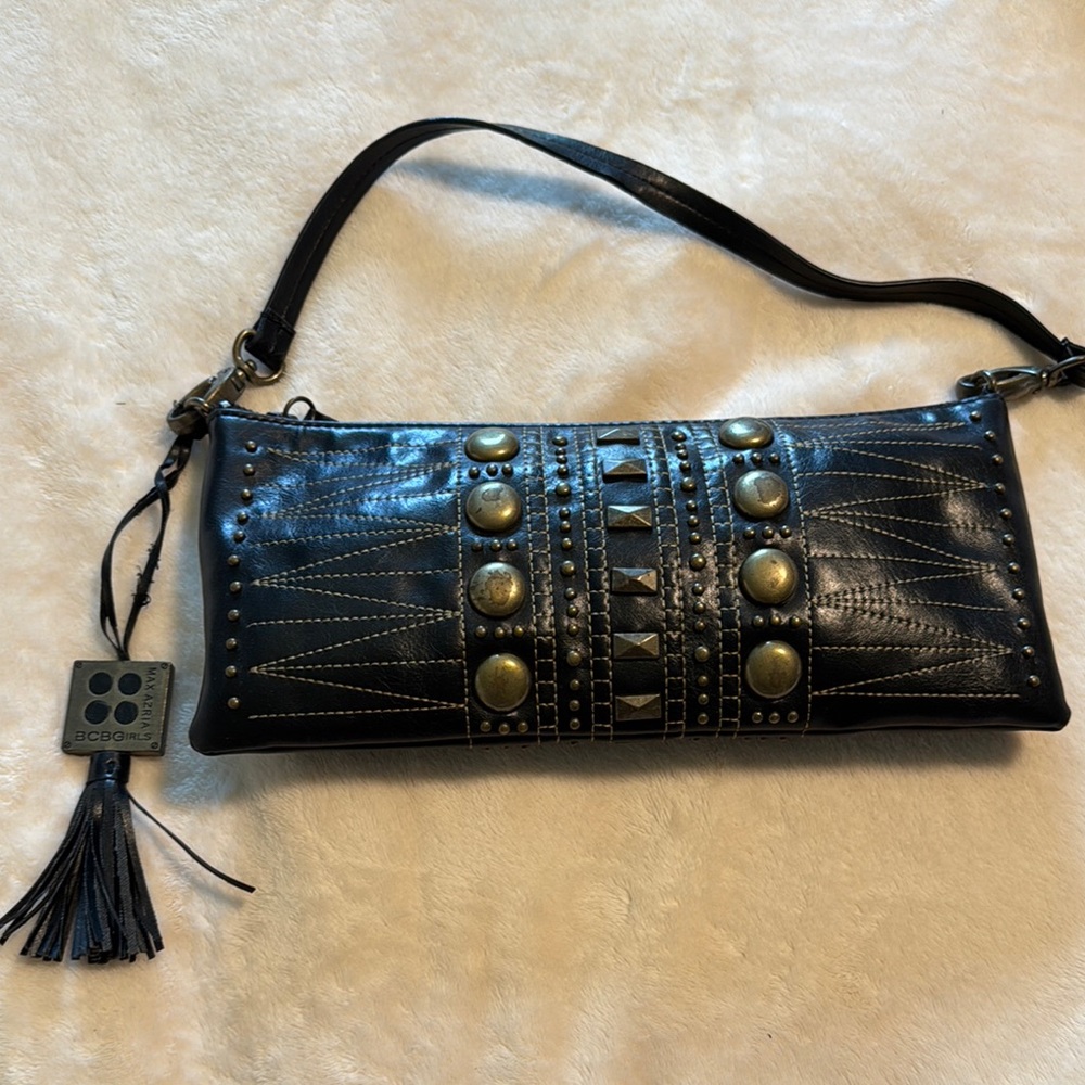 BCBG Black Clutch with Gold Hardware
